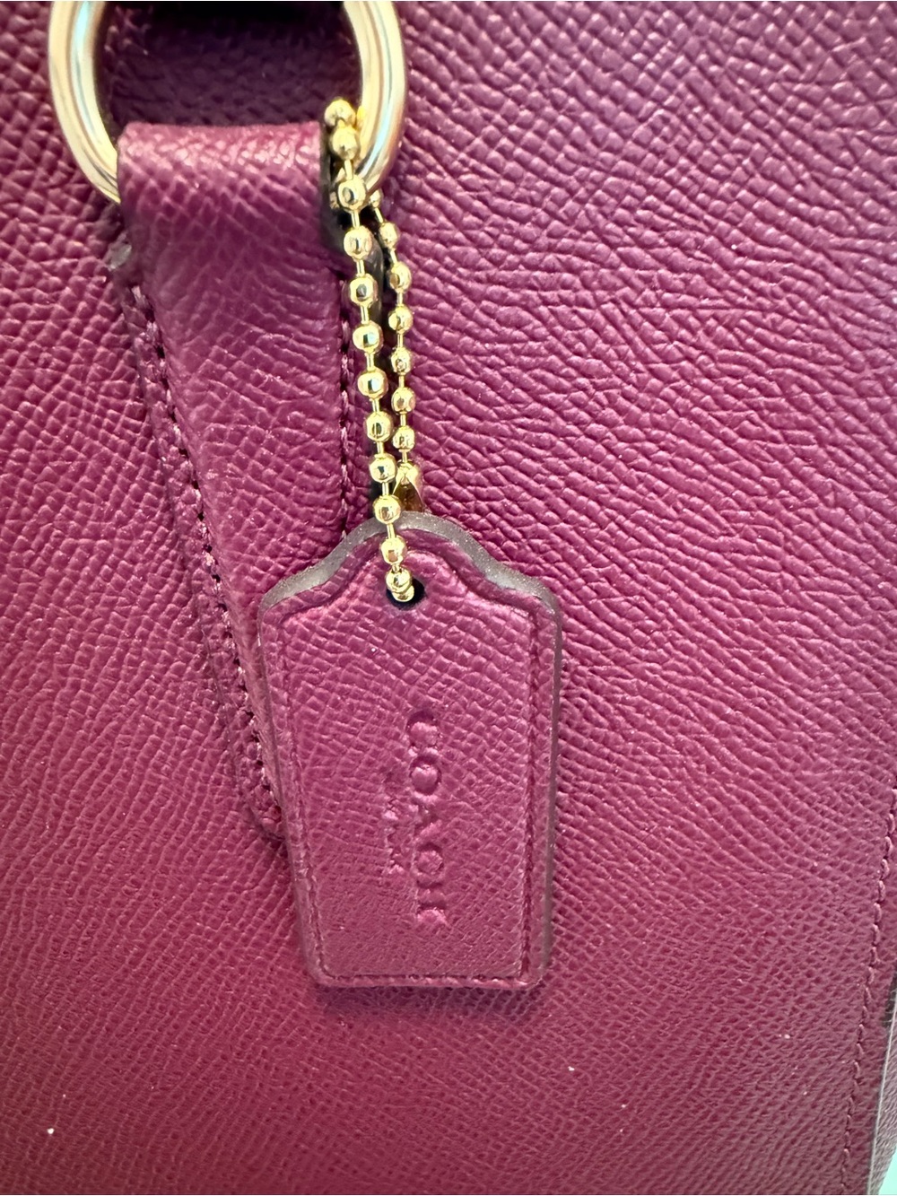 COACH Women’s Structured Saffiano Leather Satchel - Berry (missing long handle) - Picture 3 of 7